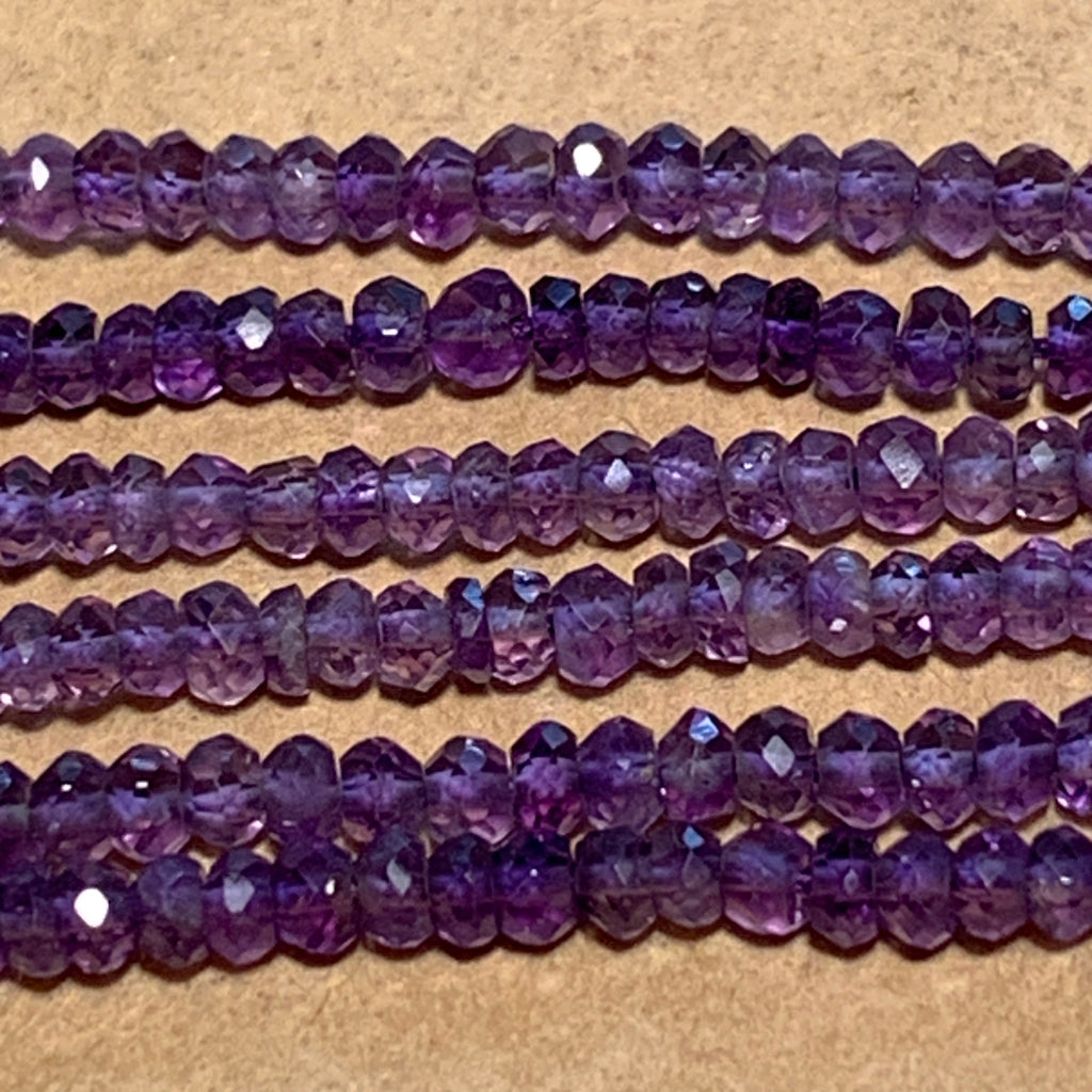 2 x 3mm Faceted Amethyst Rondelles