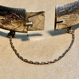 Vintage Engraved Silver Hollow Bangle