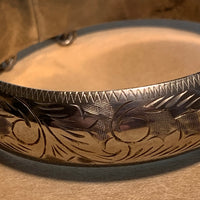 Vintage Engraved Silver Hollow Bangle