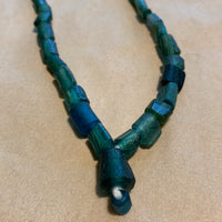 Roman Era Dark Teal Glass Beads, Recycled Bracelet Pieces