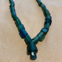 Roman Era Dark Teal Glass Beads, Recycled Bracelet Pieces