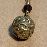 18 Karat Gold Earrings With Sapphire & Antique Button, Nepal