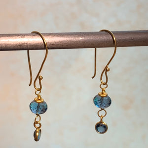 18 Karat Gold & London Topaz Earrings