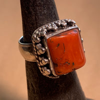 Vintage Silver Ring with Coral