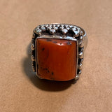Vintage Silver Ring with Coral