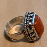 Vintage Silver Ring with Coral