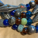 Antique Peking Glass Beads with Silver, 1800's