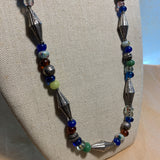 Antique Peking Glass Beads with Silver, 1800's