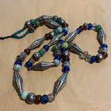 Antique Peking Glass Beads with Silver, 1800's