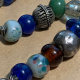 Antique Peking Glass Beads with Silver, 1800's
