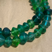 Antique Green Vaseline Beads, Strand