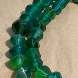 Antique Green Vaseline Beads, Strand