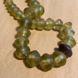 Antique Jonquil Vaseline Beads, Strand
