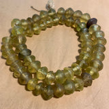 Antique Jonquil Vaseline Beads, Strand