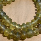 Antique Jonquil Vaseline Beads, Strand