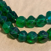 Antique Green Vaseline Cornerless Cube, Strand