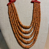 5-Strand of Orange Antique Uzbek Coral Necklace