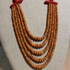 5-Strand of Orange Antique Uzbek Coral Necklace