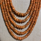 5-Strand of Orange Antique Uzbek Coral Necklace