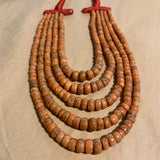 5-Strand of Orange Antique Uzbek Coral Necklace