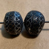 Pair of Ebony Wood Beads with Silver Inlay, Mali