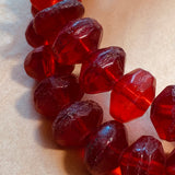 Red Vaseline Beads, Strand