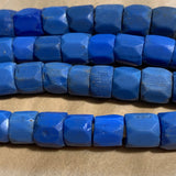 Large Russian Blue, Hand Faceted Glass Beads
