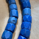 Large Russian Blue, Hand Faceted Glass Beads