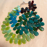 Czech Pressed Glass Wedding Beads, Blues & Greens