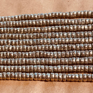 New 4mm Silver Color Heishi, Ethiopia