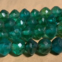 Antique Large Green Vaseline Beads, Strand