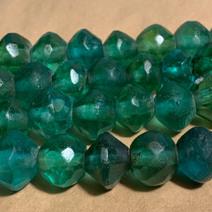 Antique Large Green Vaseline Beads, Strand