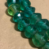 Antique Large Green Vaseline Beads, Strand