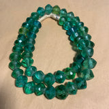 Antique Large Green Vaseline Beads, Strand