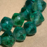 Antique Large Green Vaseline Beads, Strand