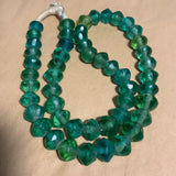 Antique Large Green Vaseline Beads, Strand