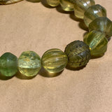 Antique Jonquil Vaseline Beads, Mixed Shapes