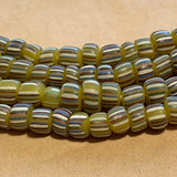 Java Matte Mustard Glass Beads, Striped