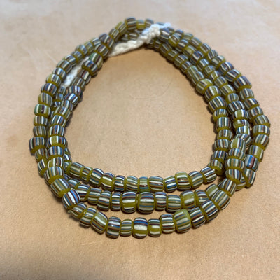 Java Matte Mustard Glass Beads, Striped