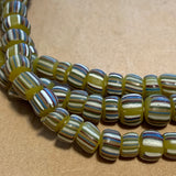 Java Matte Mustard Glass Beads, Striped