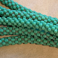 Old Czech Glass Green Flower Beads