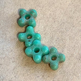 Old Czech Glass Green Flower Beads