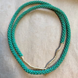 Old Czech Glass Green Flower Beads