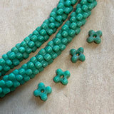 Old Czech Glass Green Flower Beads