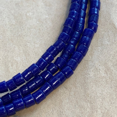 Dark Opaque Blue Tile Beads