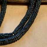 Old Czech Glass Black Flower Beads