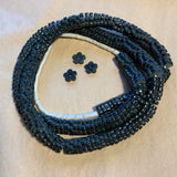 Old Czech Glass Black Flower Beads