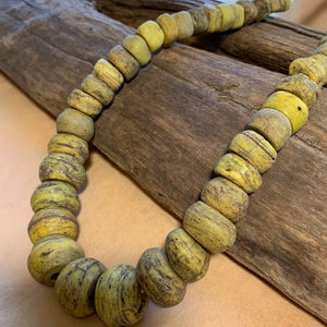 Strand of Antique Yellow Hebron Glass Beads