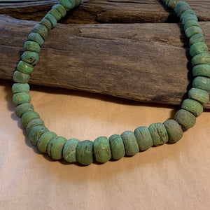 Strand of Old Green Hebron Glass Beads