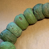 Strand of Old Green Hebron Glass Beads